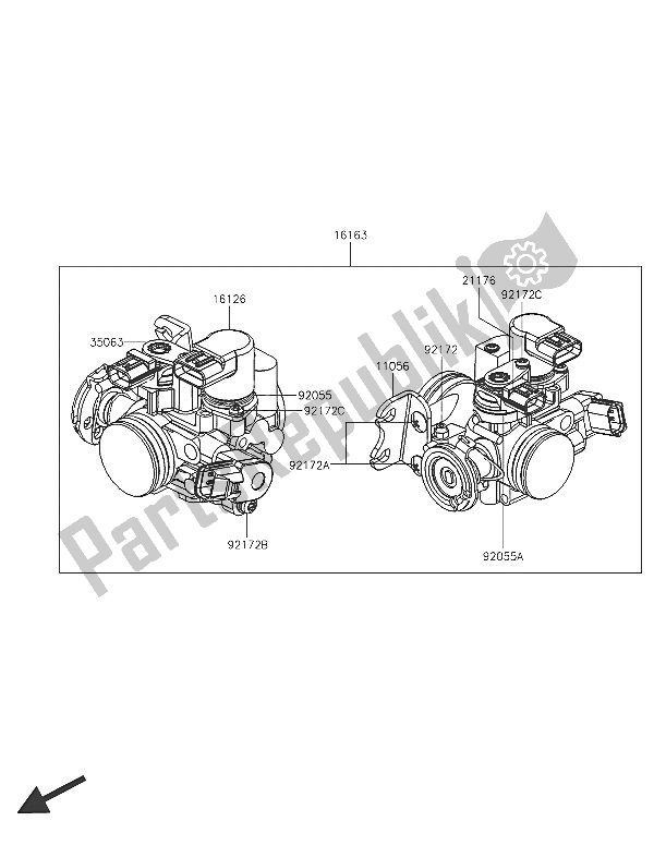 Tutte le parti per il Valvola A Farfalla del Kawasaki J 300 ABS 2016