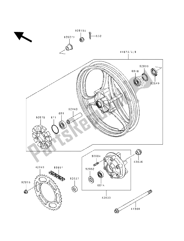 All parts for the Rear Hub of the Kawasaki GPX 250R 1992