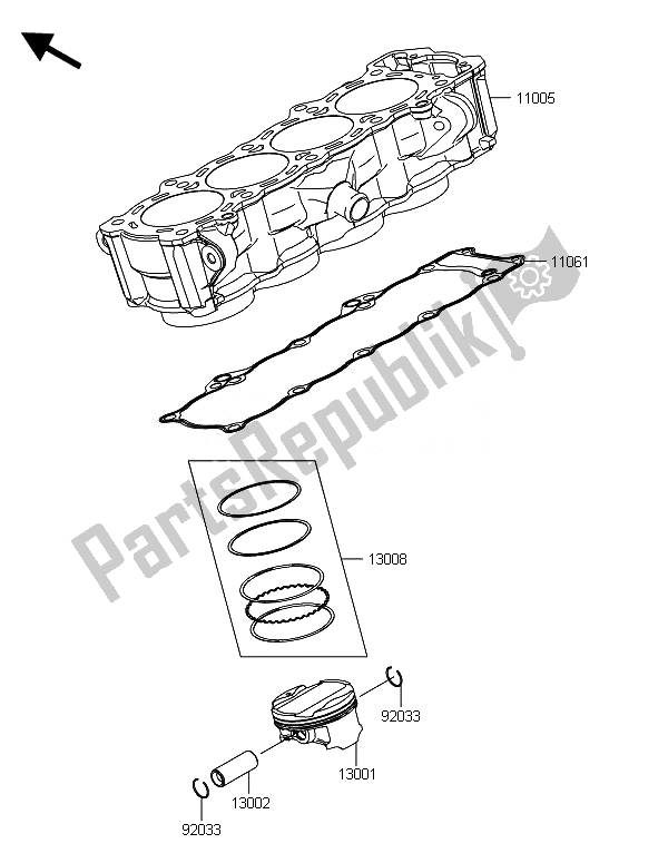 All parts for the Cylinder & Piston(s) of the Kawasaki ZX 1000 SX ABS 2014