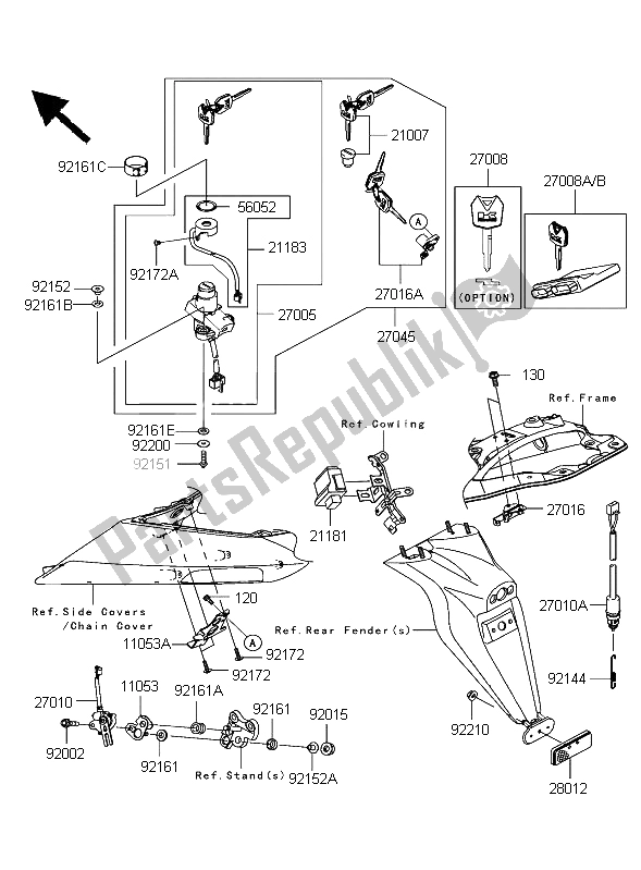 Toutes les pièces pour le Interrupteur D'allumage du Kawasaki Ninja ZX 10R 1000 2006