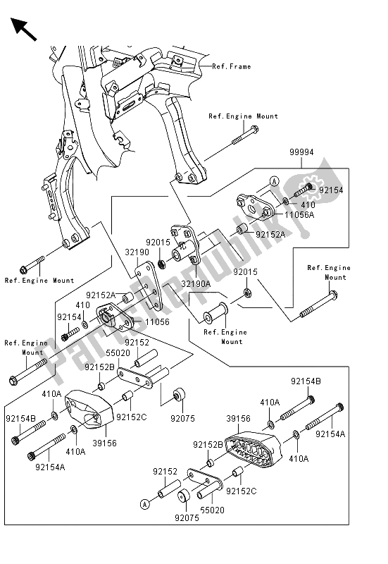 Alle onderdelen voor de Accessoire (motorbescherming) van de Kawasaki ER 6F 650 2013