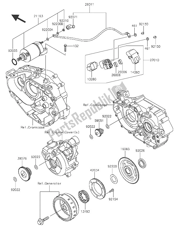 Todas as partes de Motor De Arranque do Kawasaki Z 250 SL ABS 2016