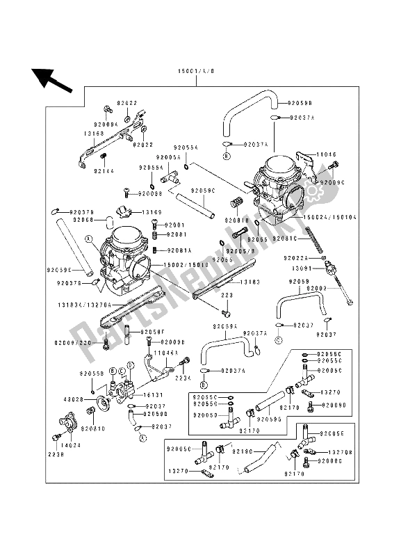 Tutte le parti per il Carburatore del Kawasaki EL 250E 1994