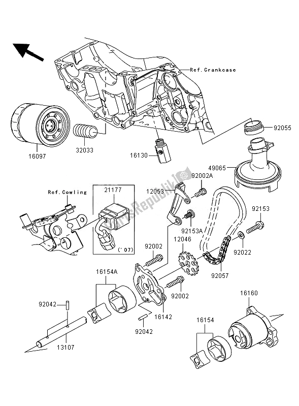 All parts for the Oil Pump of the Kawasaki Versys 650 2007