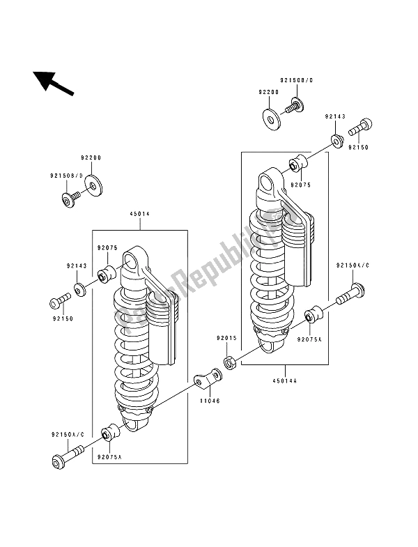 Tutte le parti per il Sospensione E Ammortizzatore del Kawasaki Zephyr 550 1993