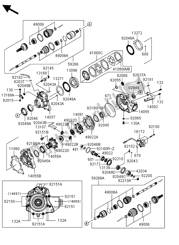 All parts for the Drive Shaft Front of the Kawasaki KVF 750 4X4 EPS 2013