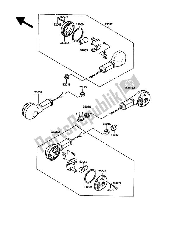 All parts for the Turn Signal of the Kawasaki VN 15 1500 1989