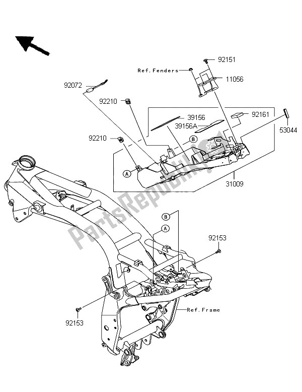 All parts for the Battery Case of the Kawasaki Z 750R 2012