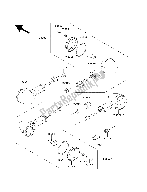 All parts for the Turn Signal of the Kawasaki EN 500 1992