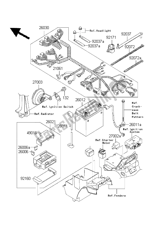 Tutte le parti per il Equipaggiamento Elettrico Del Telaio del Kawasaki ZRX 1200R 2001