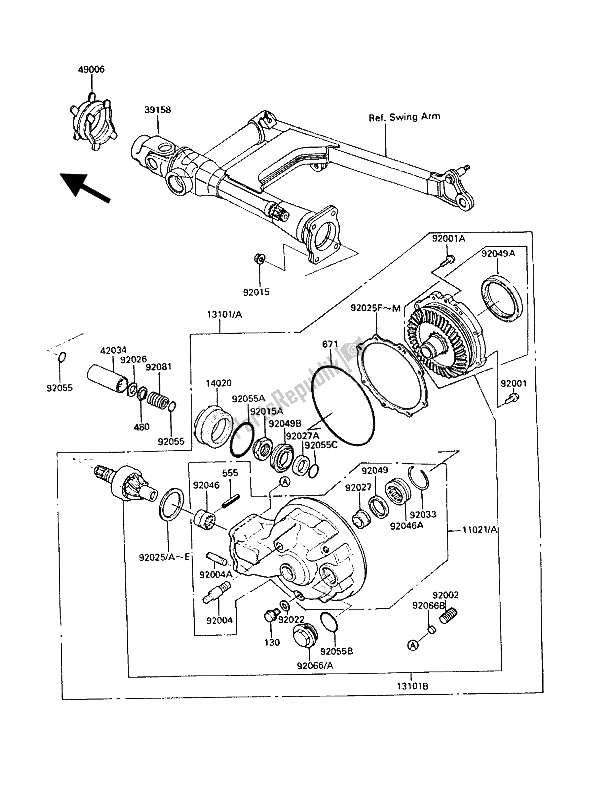 Toutes les pièces pour le Arbre D'entraînement Et Engrenage Final du Kawasaki VN 750 Twin 1989