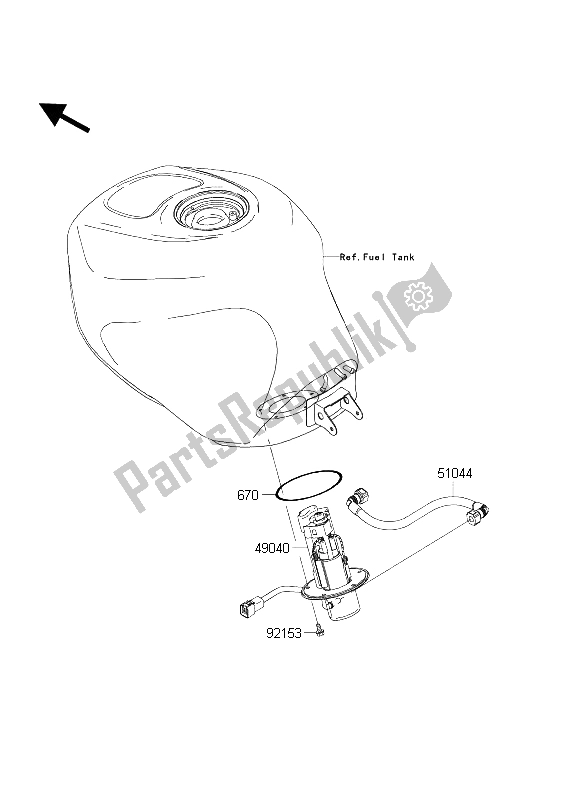 All parts for the Fuel Pump of the Kawasaki Ninja ZX 6R 600 2004