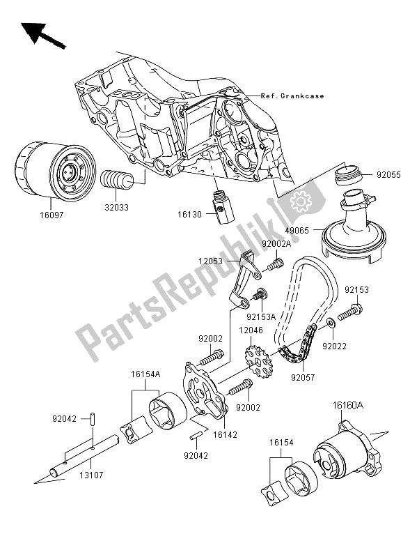 All parts for the Oil Pump of the Kawasaki ER 6N 650 2008