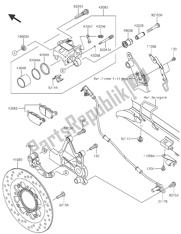 All parts for the Rear Brake of the Kawasaki Vulcan S ABS 650 2016