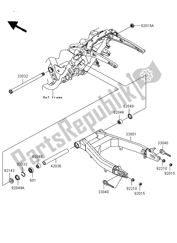 Toutes les pièces pour le Bras Oscillant du Kawasaki VN 1700 Voyager ABS 2012