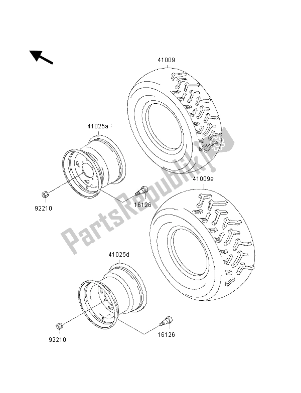 Tutte le parti per il Pneumatici del Kawasaki KVF 400 4X4 2002