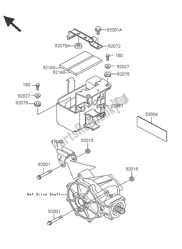 All parts for the Frame Fittings of the Kawasaki KLF 300 4X4 2005