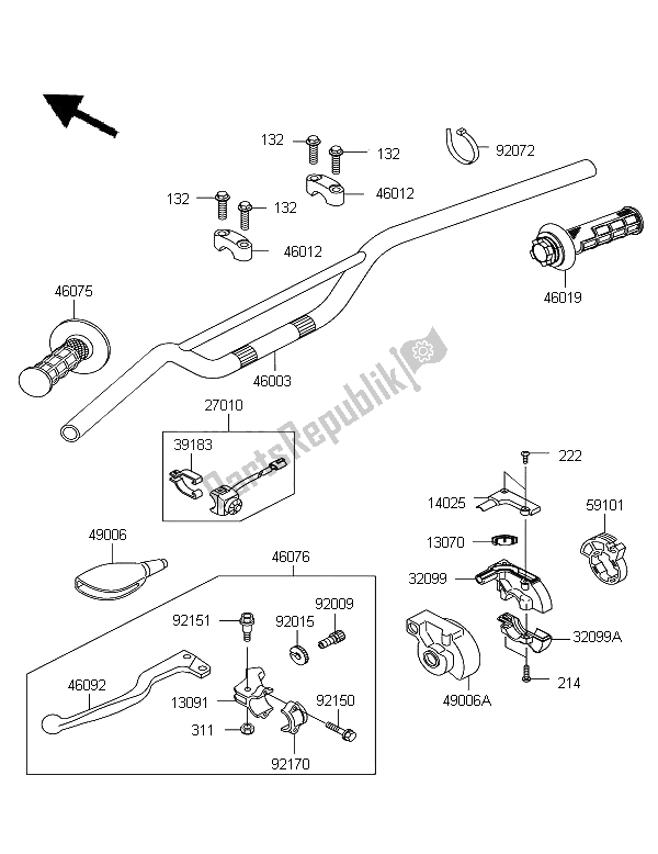 All parts for the Handlebar of the Kawasaki KX 65 2009