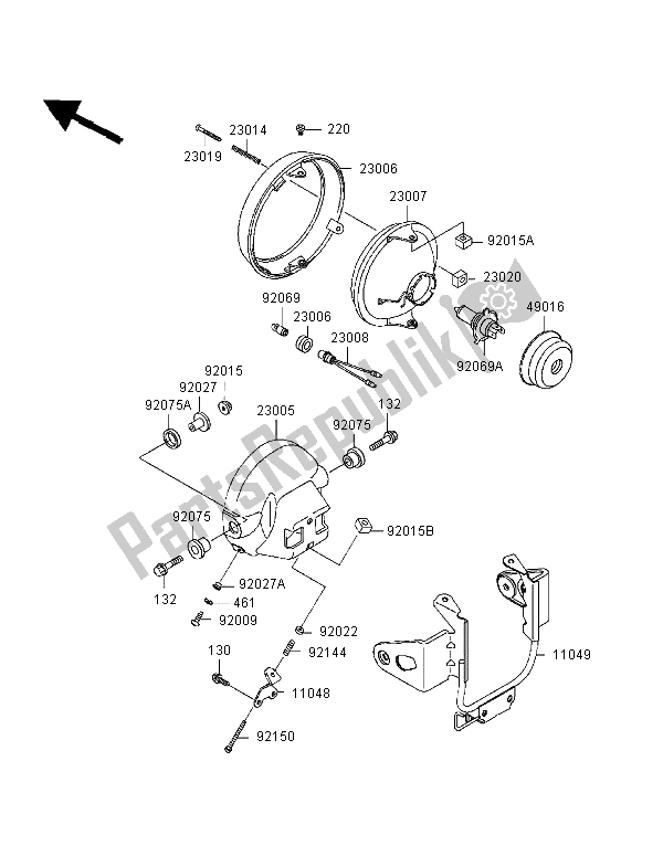 Tutte le parti per il Faro del Kawasaki ER 500 1998