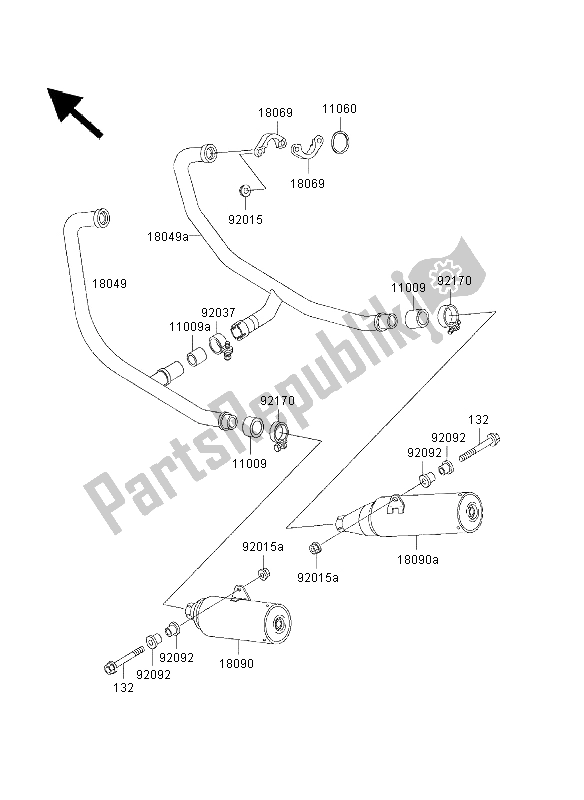 Tutte le parti per il Silenziatore del Kawasaki GPZ 500S 2003