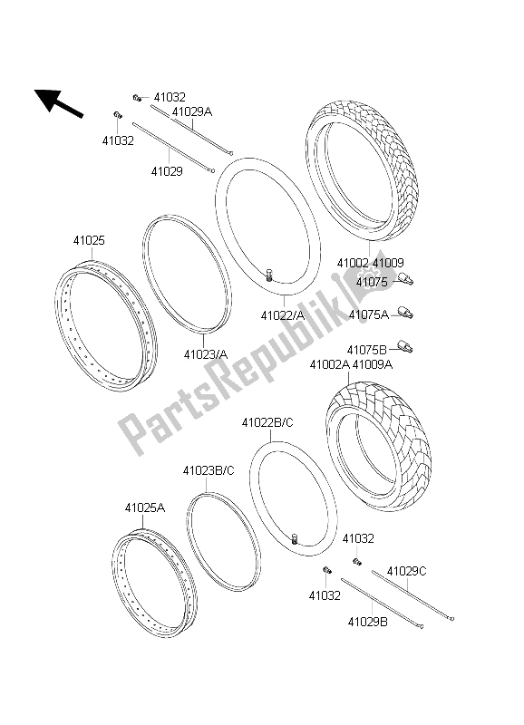 Tutte le parti per il Pneumatici del Kawasaki KLE 500 2003