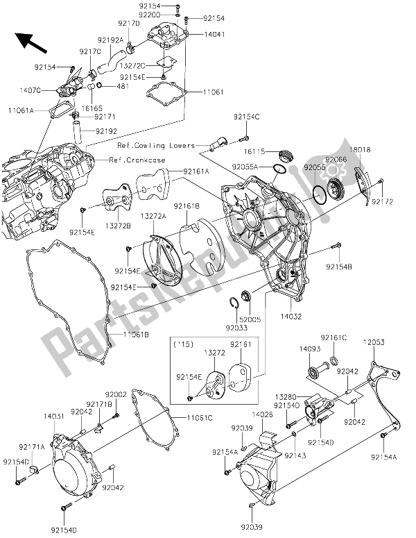 Todas las partes para Cubierta (s) Del Motor de Kawasaki Ninja H2R 1000 2015