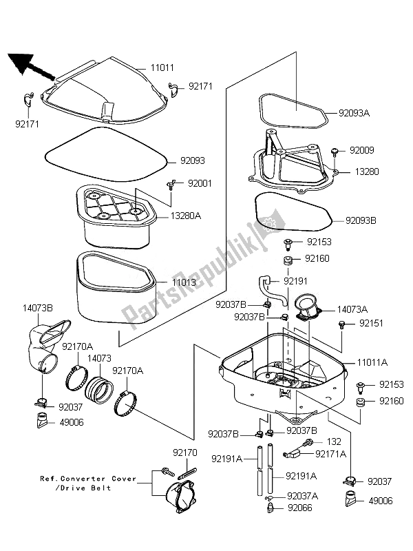 Tutte le parti per il Filtro Dell'aria del Kawasaki KFX 700 KSV 700B7F 2007