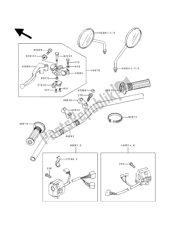 Tutte le parti per il Manubrio del Kawasaki EL 250D 1994