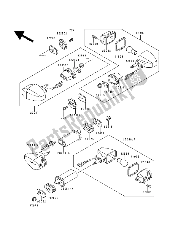 All parts for the Turn Signals of the Kawasaki Ninja ZX9R 900 1994