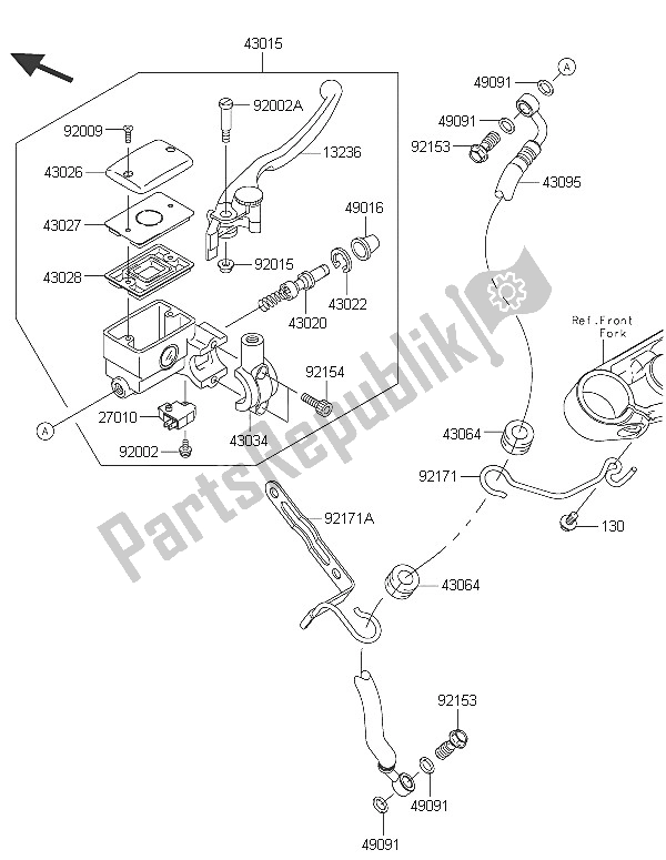 All parts for the Front Master Cylinder of the Kawasaki Vulcan 900 Custom 2016