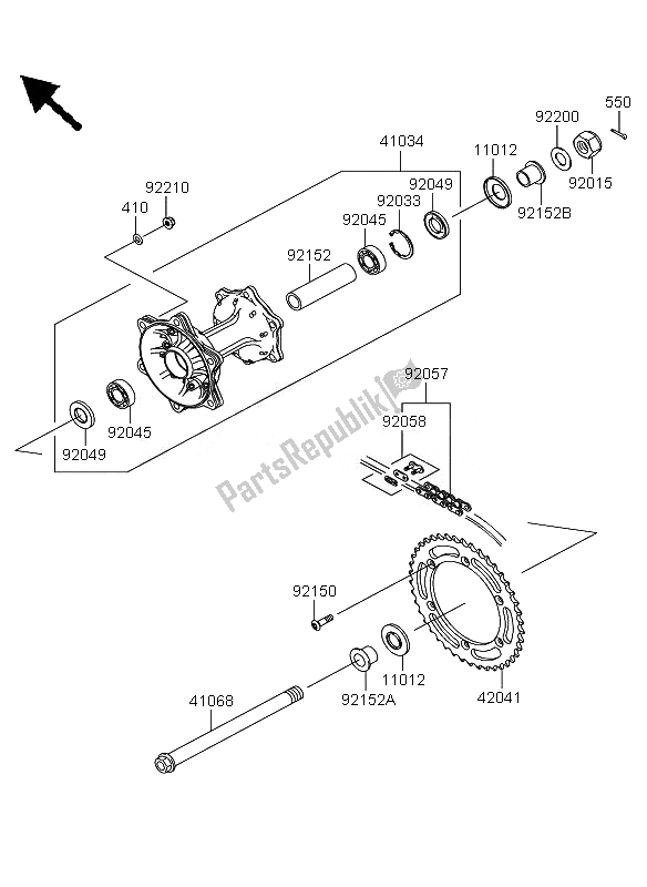 Tutte le parti per il Mozzo Posteriore del Kawasaki KLX 250 2010