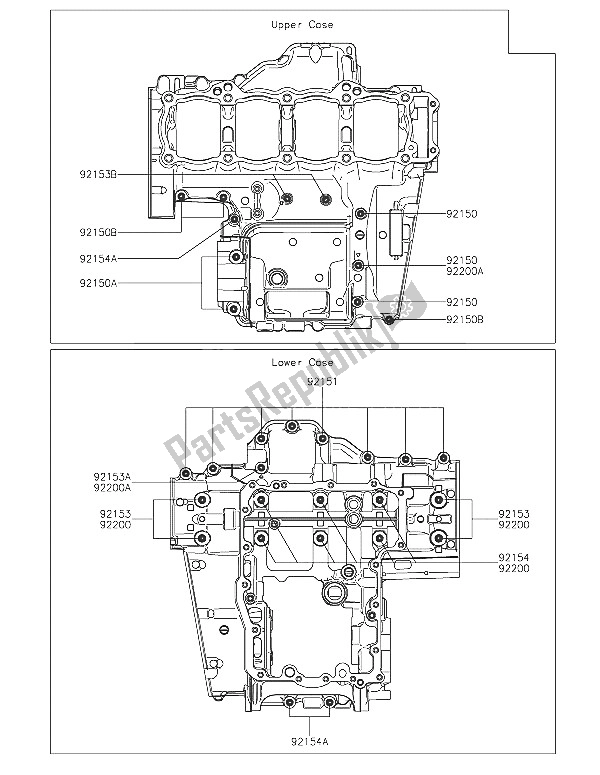 All parts for the Crankcase Bolt Pattern of the Kawasaki Versys 1000 2016