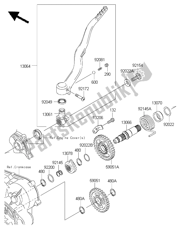 Toutes les pièces pour le Mécanisme De Kickstarter du Kawasaki KX 450F 2015