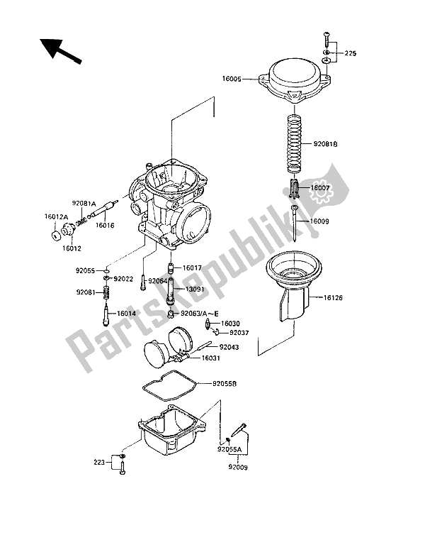 All parts for the Carburetor Parts of the Kawasaki GPZ 600R 1988