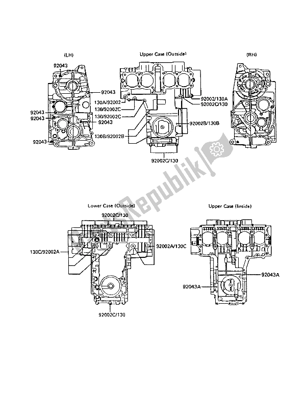 All parts for the Crankcase Bolt Pattern of the Kawasaki GT 550 1988