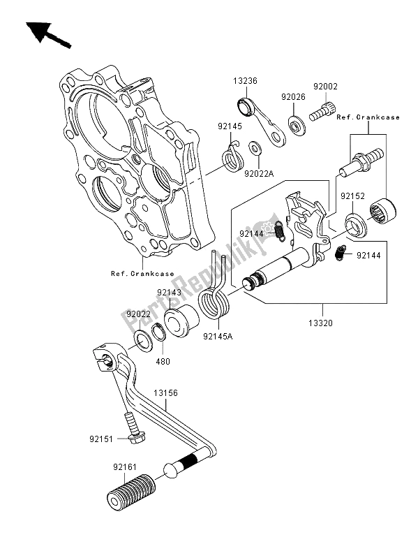 All parts for the Gear Change Mechanism of the Kawasaki ER 6F ABS 650 2008