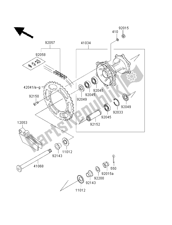 Todas las partes para Buje Trasero de Kawasaki KX 250 2001