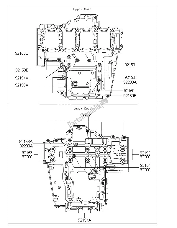 Tutte le parti per il Modello Del Bullone Del Basamento del Kawasaki Z 1000 SX 2016