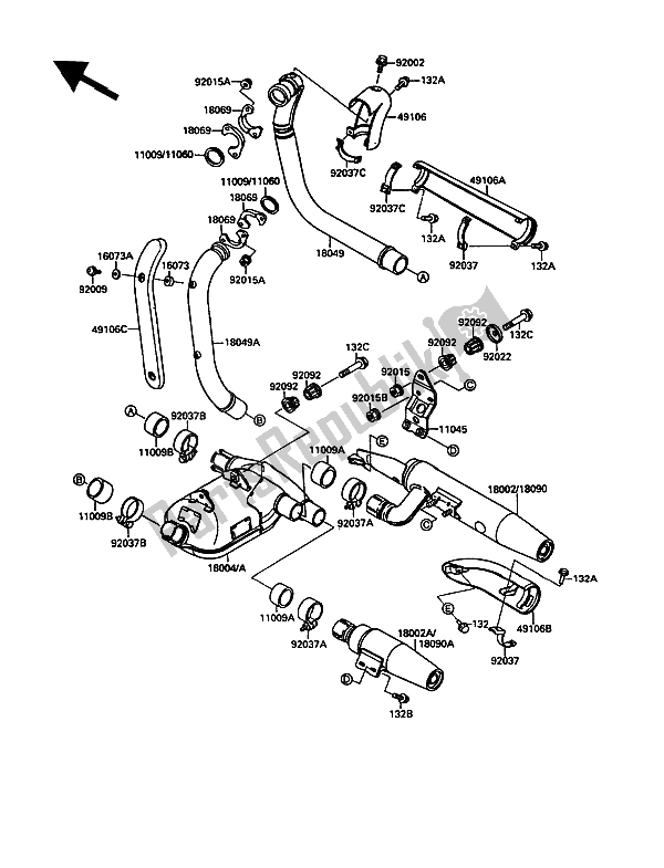 Toutes les pièces pour le Silencieux du Kawasaki VN 15 1500 1989