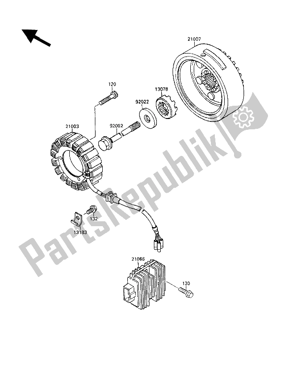 All parts for the Generator of the Kawasaki VN 15 SE 1500 1992