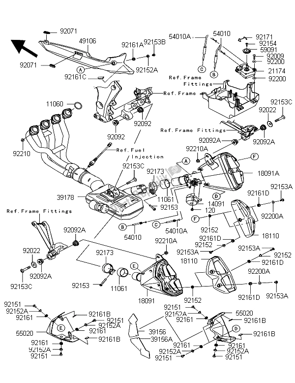 Todas las partes para Silenciador de Kawasaki Z 1000 SX ABS 2011