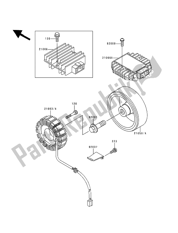 All parts for the Generator of the Kawasaki Zephyr 750 1991