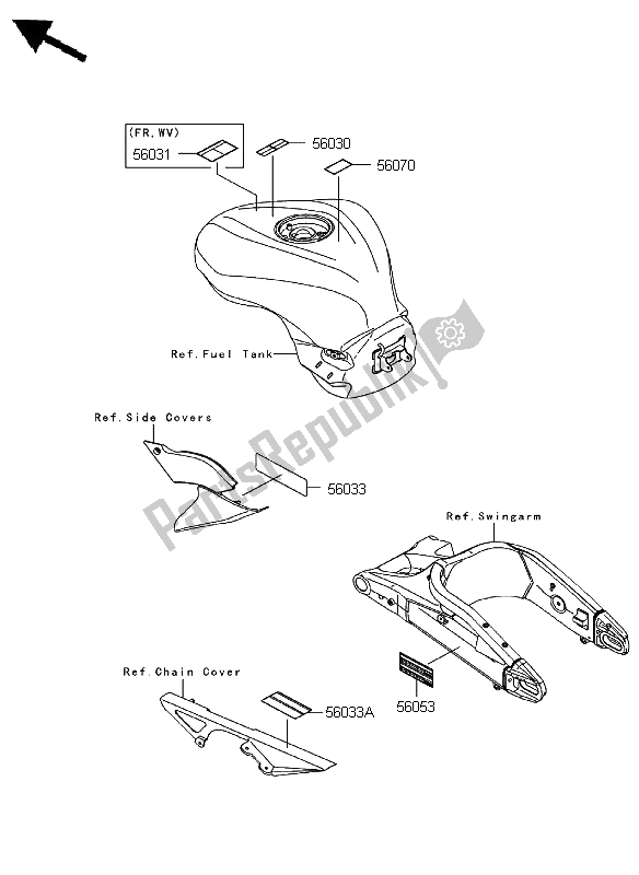 All parts for the Labels of the Kawasaki Ninja ZX 6R 600 2008