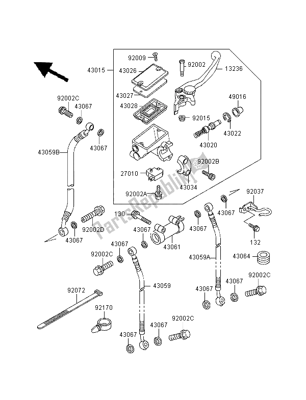 Wszystkie części do Przedni Cylinder G?ówny Kawasaki GPZ 500S 1998