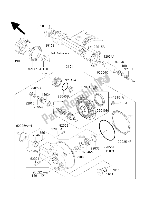 All parts for the Drive Shaft & Final Gear of the Kawasaki VN 1500 Drifter 2001