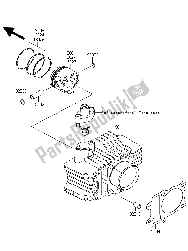 Toutes les pièces pour le Cylindre Et Piston (s) du Kawasaki KLX 110 2012