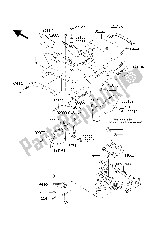 Todas las partes para Guardabarros Trasero de Kawasaki KVF 650 Prairie 2002