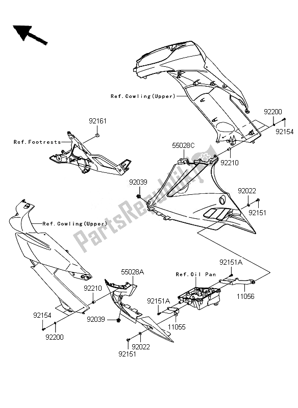 All parts for the Cowling Lovers of the Kawasaki ER 6F 650 2011