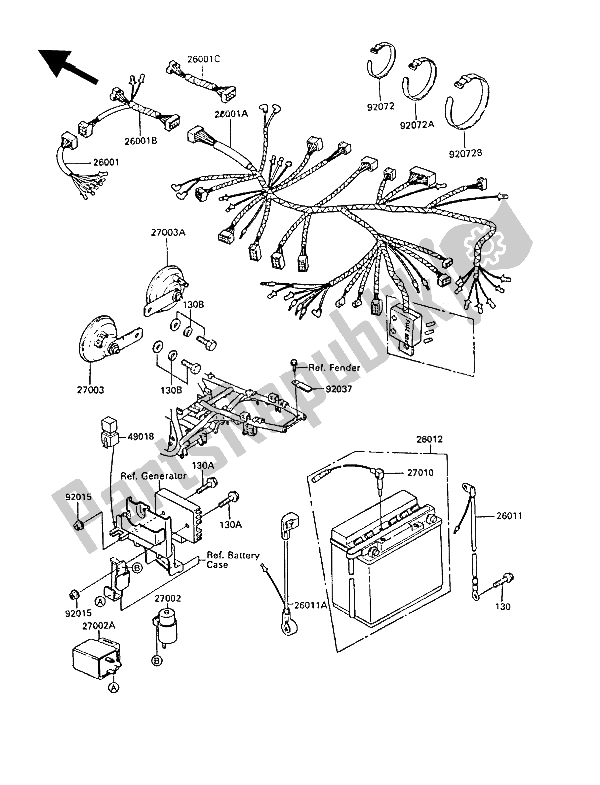 All parts for the Chassis Electrical Equipment of the Kawasaki GPZ 550 1989