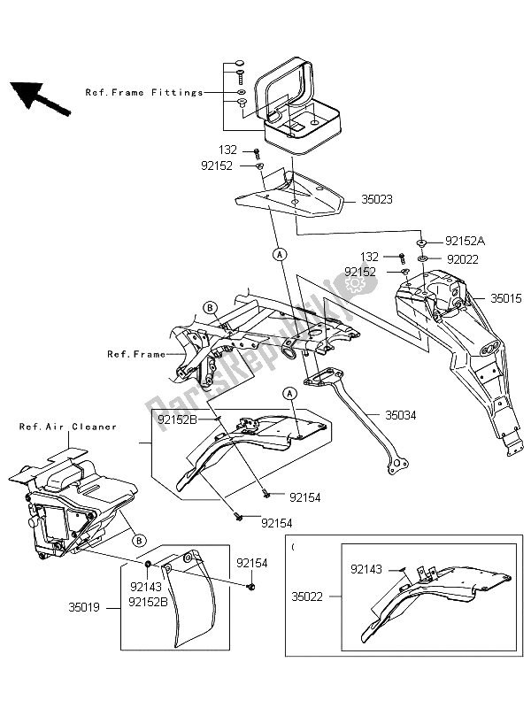 All parts for the Rear Fender of the Kawasaki D Tracker 125 2011